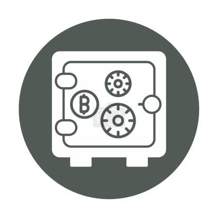 Téléchargez les illustrations : Bitcoin crypto-monnaie icône de casier vecteur illustration design - en licence libre de droit