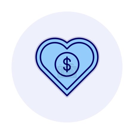 Téléchargez les illustrations : Dollar coeur icône préférée, illustration vectorielle - en licence libre de droit