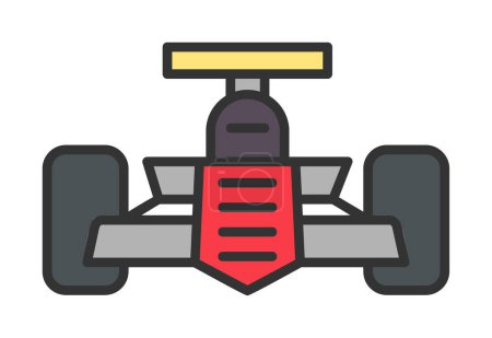 Téléchargez les illustrations : Plat voiture de course icône vectoriel illustration - en licence libre de droit