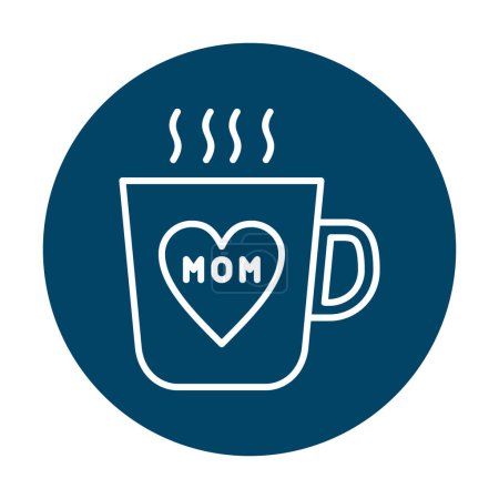 Téléchargez les illustrations : Icône de tasse à café avec symbole de coeur et l'inscription maman, illustration vectorielle - en licence libre de droit