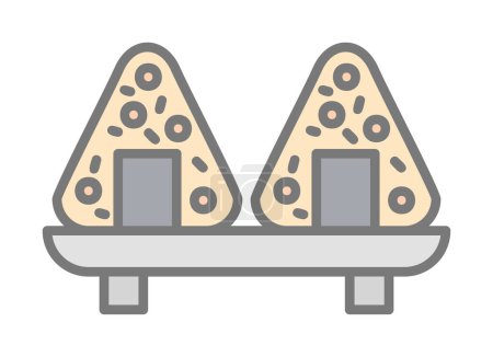 Téléchargez les illustrations : Icône Onigiri sushi, illustration vectorielle - en licence libre de droit