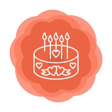 Téléchargez les illustrations : Gâteau d'anniversaire avec des bougies illustration vectorielle icône - en licence libre de droit