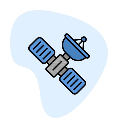 Téléchargez les illustrations : Illustration vectorielle satellite, style élément icône - en licence libre de droit