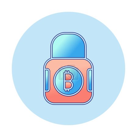 Téléchargez les illustrations : Plat Bitcoin Payé icône de verrouillage, illustration vectorielle - en licence libre de droit