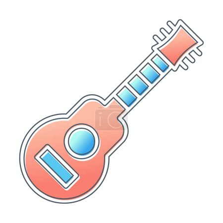 Téléchargez les illustrations : Illustration vectorielle simple icône guitare plate - en licence libre de droit