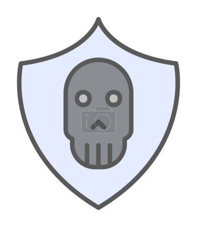 Ilustración de Escudo con el icono del cráneo, diseño de ilustración vectorial. Concepto de virus - Imagen libre de derechos
