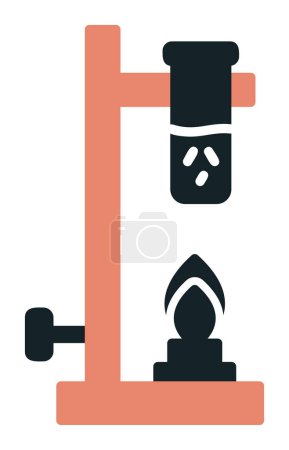Illustration for Bunsen burner linear icon. Laboratory instrument. - Royalty Free Image