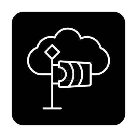 Téléchargez les illustrations : Icône du nuage de surveillance du vent, illustration vectorielle - en licence libre de droit