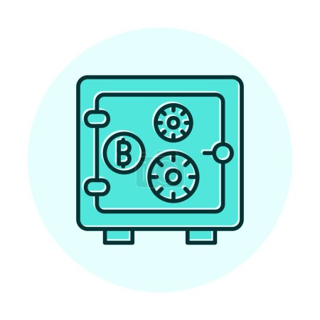 Téléchargez les illustrations : Bitcoin crypto-monnaie icône de casier vecteur illustration design - en licence libre de droit