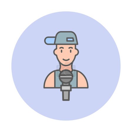 Illustration for Vector illustration of rapper with microphone - Royalty Free Image