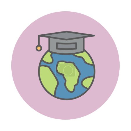 Téléchargez les illustrations : Illustration vectorielle, Style d'élément d'icône de l'éducation mondiale - en licence libre de droit