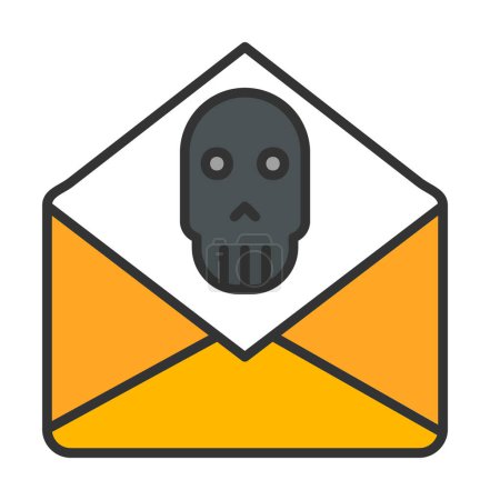 Ilustración de Icono de correo electrónico con signo de virus, vector ilustración diseño simple - Imagen libre de derechos