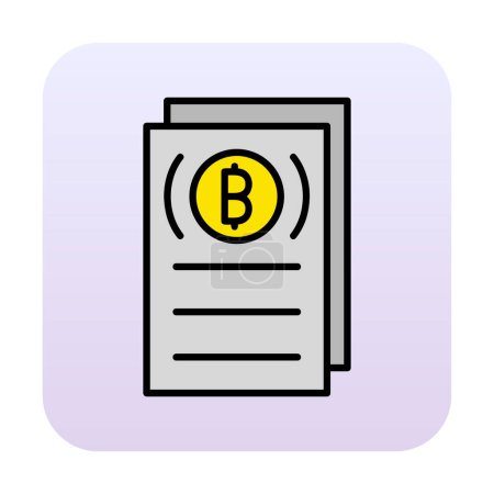 Téléchargez les illustrations : Illustration vectorielle de papiers et icône Bitcoin - en licence libre de droit