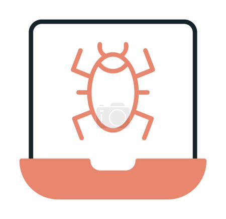 Ilustración de Icono de ordenador portátil infectado por virus - Diseño de ilustración de vectores de malware - Imagen libre de derechos