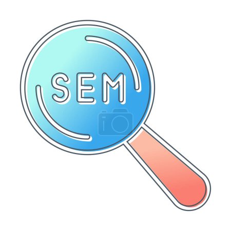 Illustration for Flat magnifying glass with sem  icon vector. - Royalty Free Image