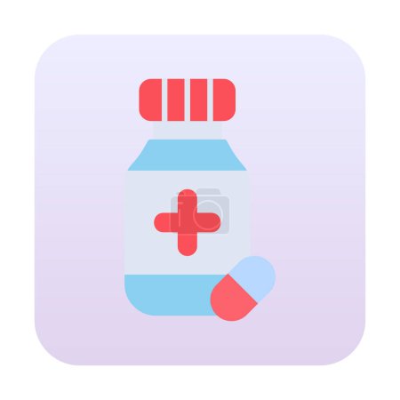Illustration for Vector illustration of Medicine bottle with pill icon - Royalty Free Image