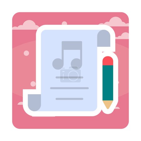 Illustration for Music Composing vector flat color icon - Royalty Free Image