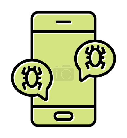 Téléchargez les illustrations : Smartphone infecté par des virus, illustration vectorielle conception simple - en licence libre de droit