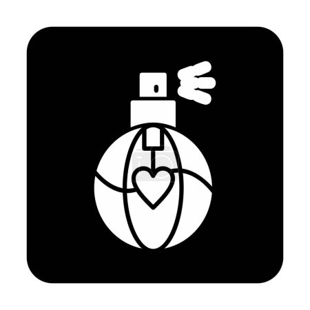 Téléchargez les illustrations : Bouteille de parfum avec icône de style de ligne de forme de coeur - en licence libre de droit