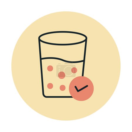 Illustration for Glass of water with the bubbles and check sign icon vector illustration - Royalty Free Image
