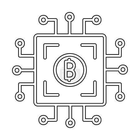 Téléchargez les illustrations : Bitcoin monnaie numérique. Carte de circuit informatique. icône fond isolé - en licence libre de droit