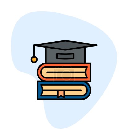 Ilustración de Tapa de graduación y libros icono vector ilustración diseño - Imagen libre de derechos
