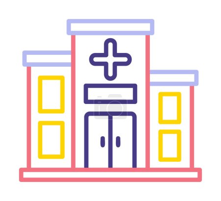 Téléchargez les illustrations : Illustration vectorielle simple d'icône de bâtiment d'hôpital - en licence libre de droit