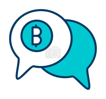 Téléchargez les photos : Bitcoin bulle icône de chat dans rempli style contour - en image libre de droit