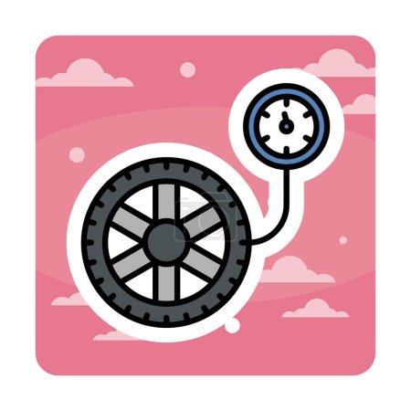 Ilustración de Presión de la rueda, icono aislado, servicio automático, reparación del coche - Imagen libre de derechos