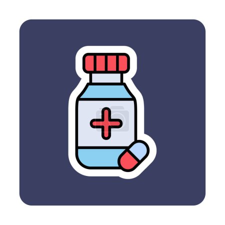 Ilustración de Vector ilustración de frasco de medicina con icono de la píldora - Imagen libre de derechos