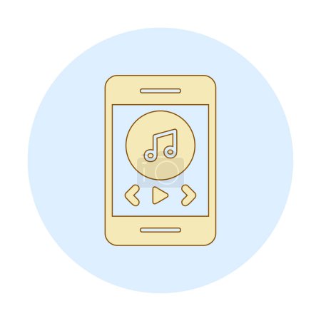 Téléchargez les illustrations : Lecteur de musique smartphone avec icône de note de musique vectoriel illustration design - en licence libre de droit