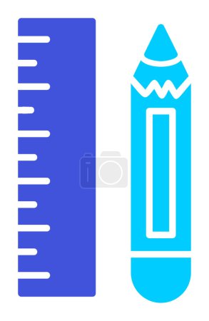 Téléchargez les illustrations : Icône crayon et règle, illustration vectorielle - en licence libre de droit