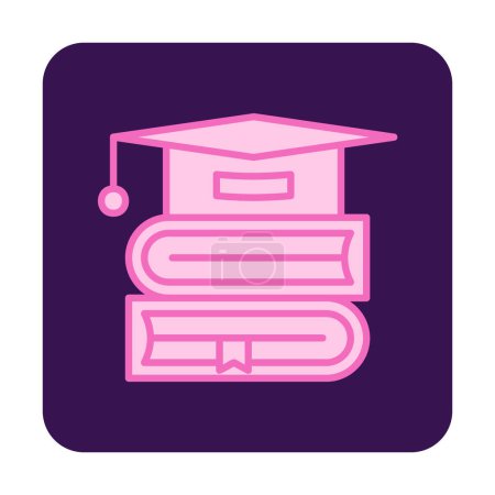 Téléchargez les illustrations : Chapeau de graduation et des livres icône vectoriel illustration design - en licence libre de droit