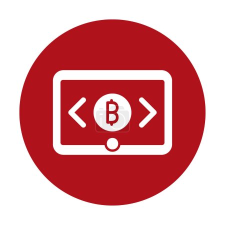 Téléchargez les illustrations : Tablette avec icône web signe Bitcoin, illustration vectorielle - en licence libre de droit