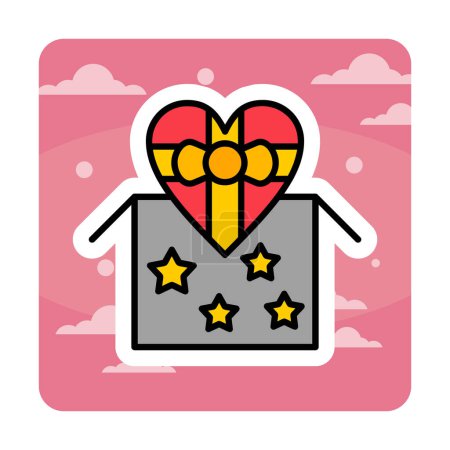 Ilustración de Caja de regalo corazón simple, concepto de día de San Valentín, ilustración de vectores - Imagen libre de derechos
