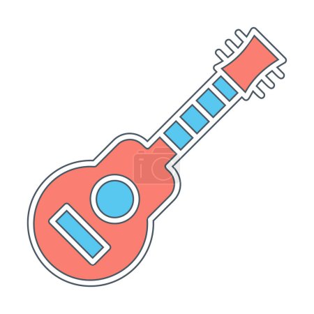 Téléchargez les illustrations : Illustration de guitare abstraite simple icône - en licence libre de droit