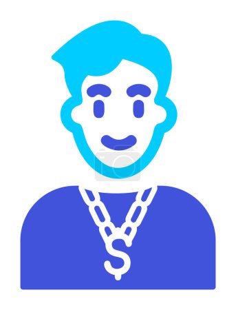 Illustration for Male avatar with hairstyle and doollar sign on chain icon, vector illustration - Royalty Free Image