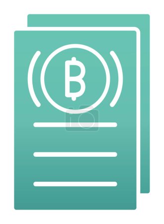 Téléchargez les illustrations : Vector illustration of papers and bitcoin icon - en licence libre de droit
