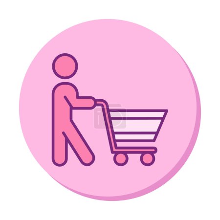 Illustration for Man with shopping cart, shopping icon, vector illustration - Royalty Free Image