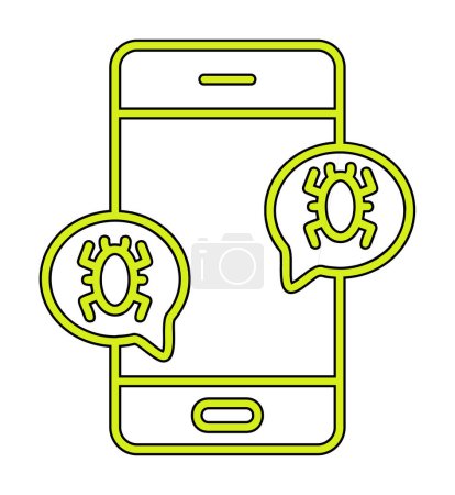 Ilustración de Smartphone infectado con virus, ilustración vectorial diseño simple - Imagen libre de derechos