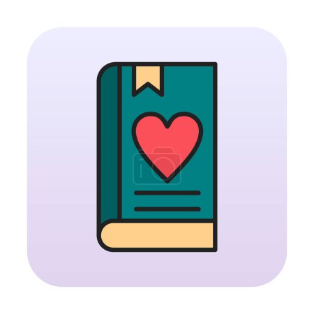 Illustration for Love book with bookmark icon, simple vector illustration - Royalty Free Image