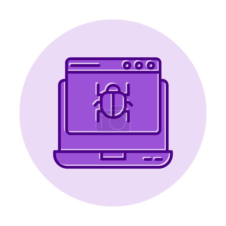 Illustration for Flat laptop computer infected by malware  icon - Royalty Free Image