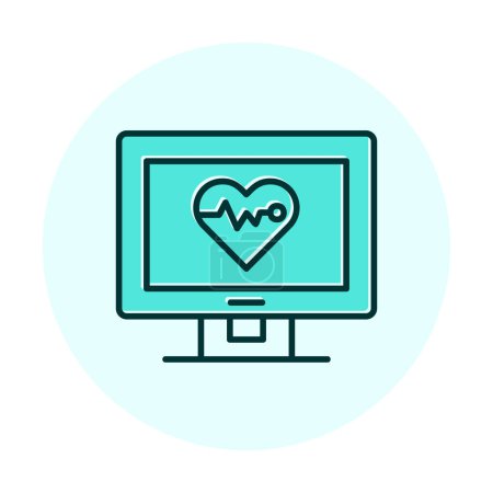 Illustration for Flat monitor screen with cardiogram illustration - Royalty Free Image