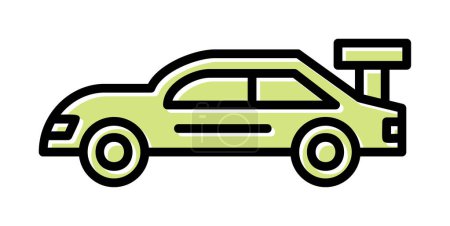 Téléchargez les illustrations : Icône de voiture de course moderne, dessin vectoriel illustration - en licence libre de droit