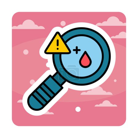Illustration for Magnifier and  Blood test icon vector. Blood  drop - Royalty Free Image