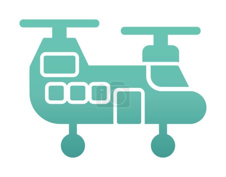 Illustration for Military Heliciopter vector icon. style is flat - Royalty Free Image