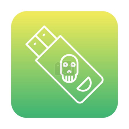 Illustration for Simple flat Danger sign on pendrive, solid design of hacked usb - Royalty Free Image
