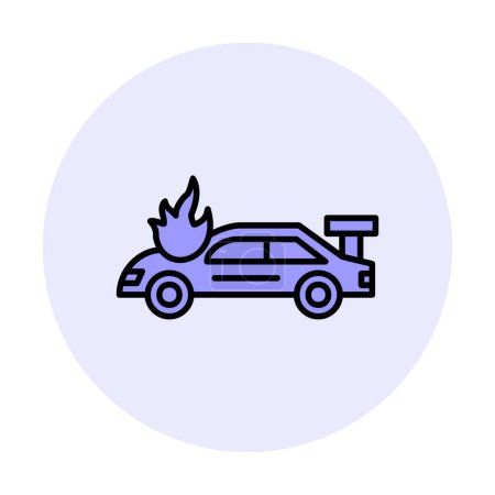 Téléchargez les illustrations : Illustration vectorielle d'icône d'accident de voiture en feu - en licence libre de droit