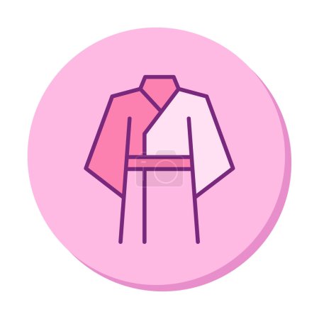 Téléchargez les illustrations : Icône de contour kimono japonais. design de style linéaire. - en licence libre de droit