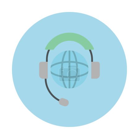 Ilustración de Globo de la Tierra en el icono de auriculares, ilustración vectorial - Imagen libre de derechos